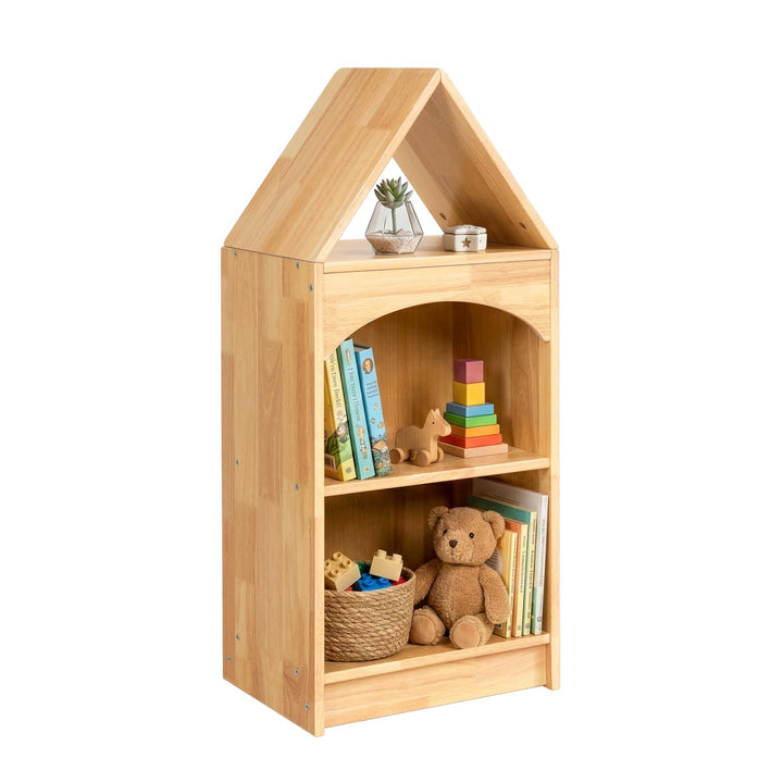 OOOK Gummiholz Kinder Bücherregal, Spielzeugaufbewahrung mit 3 Etagen | Kinderregal 40×30×92cm, Spie