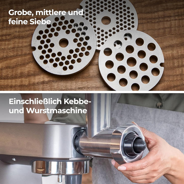 Kenwood Fleischwolf KAX950ME, Zubehör für Kenwood Küchenmaschinen, Silber
