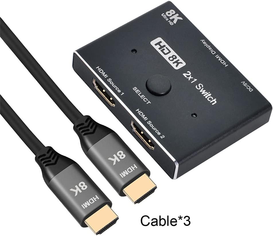 xiwai 8K @ 60hz HDMI-kompatibler 2.1-Switch & 3 Kabel 2-in-1-OUT Hub unterstützt HDCP SST Extended 4