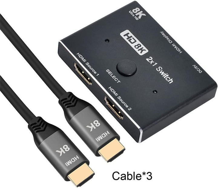 xiwai 8K @ 60hz HDMI-kompatibler 2.1-Switch & 3 Kabel 2-in-1-OUT Hub unterstützt HDCP SST Extended 4