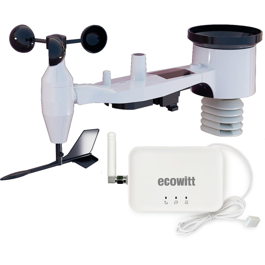 ECOWITT Wetterstation GW3002, 7 in 1 Funk wetterstation mit Aussensensor WS69 + 3 in 1 WiFi/Kabel-Ga