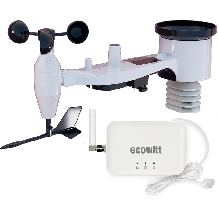 ECOWITT Wetterstation GW3002, 7 in 1 Funk wetterstation mit Aussensensor WS69 + 3 in 1 WiFi/Kabel-Ga