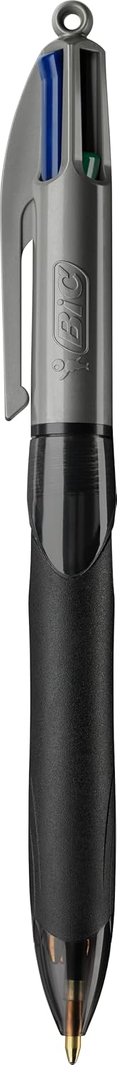 BIC 4 Farben Kugelschreiber Set 4 Colours Grip Pro, mit gummierter Griff-Fläche, 12er Pack, Ideal fü