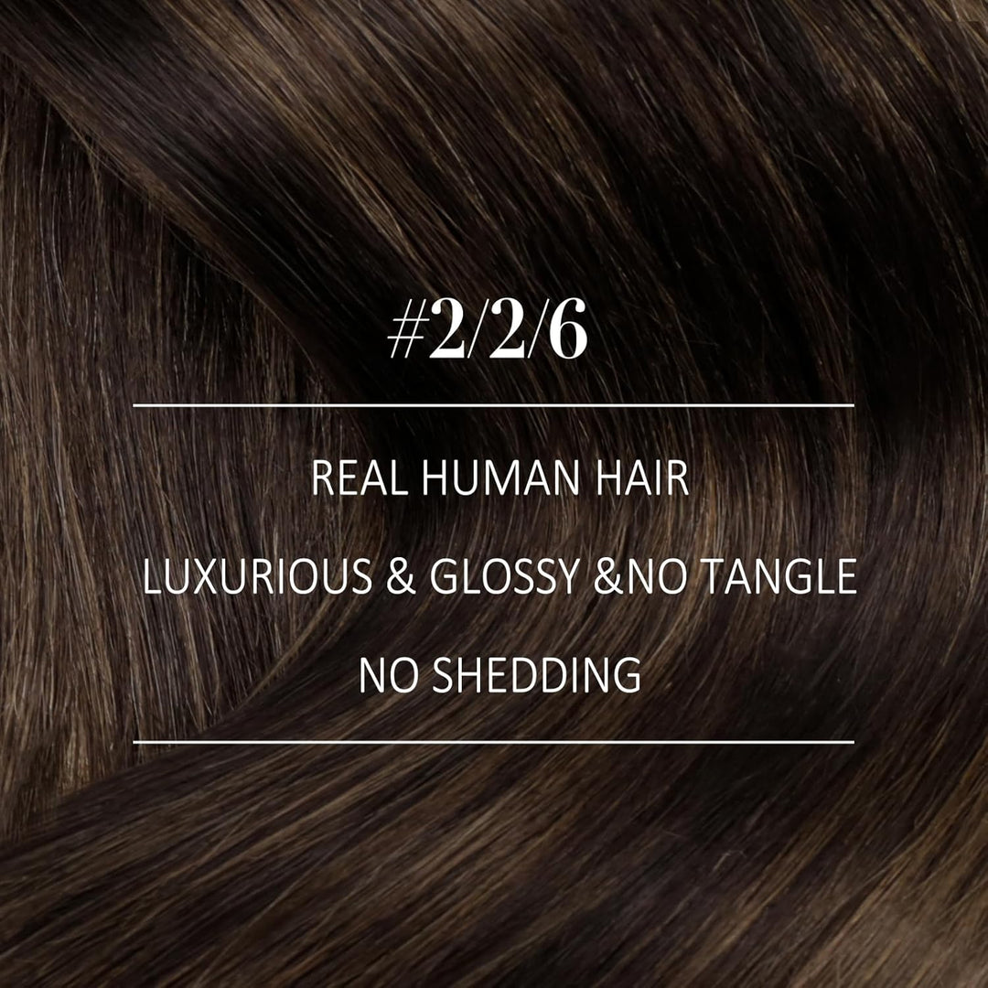 YoungSee Tressen Extensions Echthaar Ombre Echthaar Tressen zum Einnahen Braun Balayage Weft Extensi