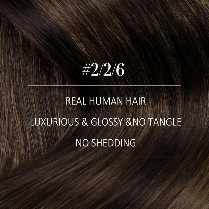 YoungSee Tressen Extensions Echthaar Ombre Echthaar Tressen zum Einnahen Braun Balayage Weft Extensi