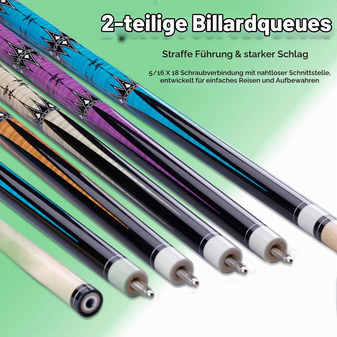58" Pool Billard Queue with 13mm Tip,19 20 oz Billiard Cue,Schwarz oder Weiss，1/2 Maple Queue Sticks