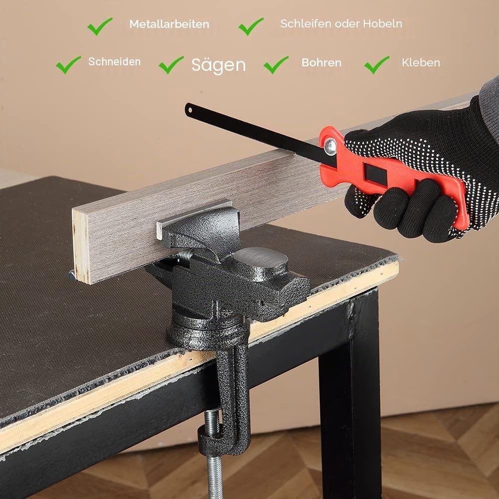 TEENO Schraubstock Drehbar,Breite der Backe 70mm, Schraubstock klemmbar mit 360° Drehbarem Sockel, M