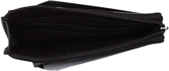 Flache Tasche aus pflanzlich gegerbtem Leder, Einheitsgrösse.Schwarz Einheitsgrösse Schwarz, Einheit