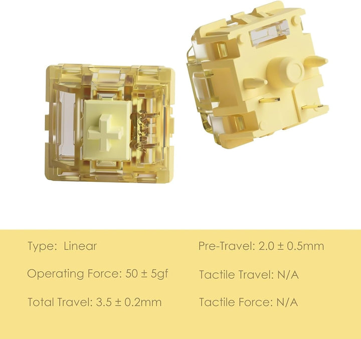 Akko V5 Creamy Yellow Tastaturschalter mit LED-Diffusor für mechanische Gaming-Tastaturen, 5-Pin, 50