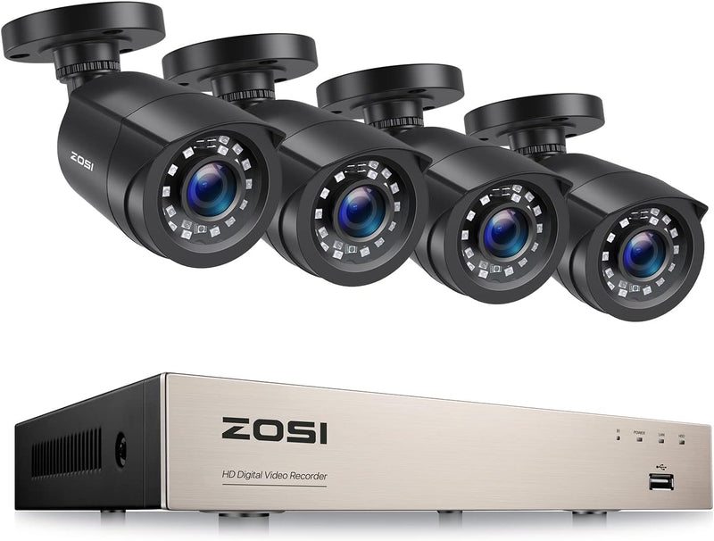 ZOSI 1080P Verkabelt Aussen Überwachungskamera Set ohne Festplatte, 8CH HDMI DVR, 4 Outdoor 2MP Vide