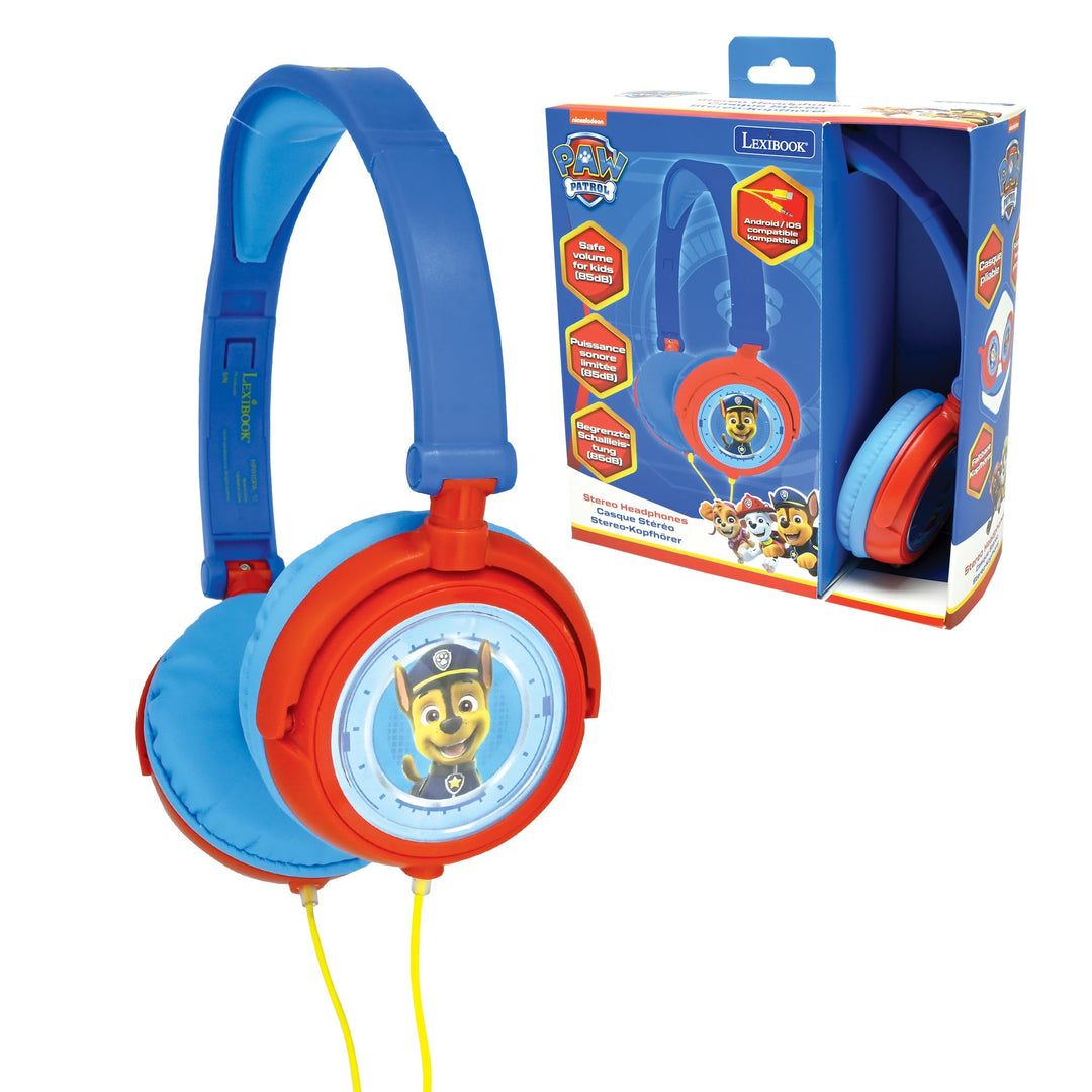 Lexibook, Paw Patrol, Stereo-Kopfhörer, kindersichere Lautstärke, klappbar und einstellbar, blau/rot