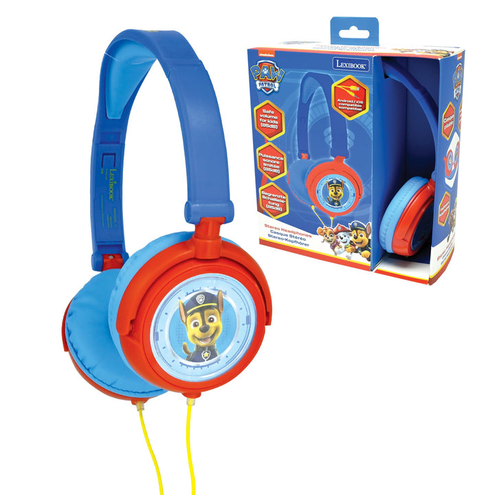 Lexibook, Paw Patrol, Stereo-Kopfhörer, kindersichere Lautstärke, klappbar und einstellbar, blau/rot