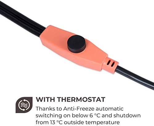 Waldbeck Flow Wire 4 Frostschutzkabel, Länge: 4 m Frostschutzkabel + 1,8 m Stromzuleitung, mit Therm