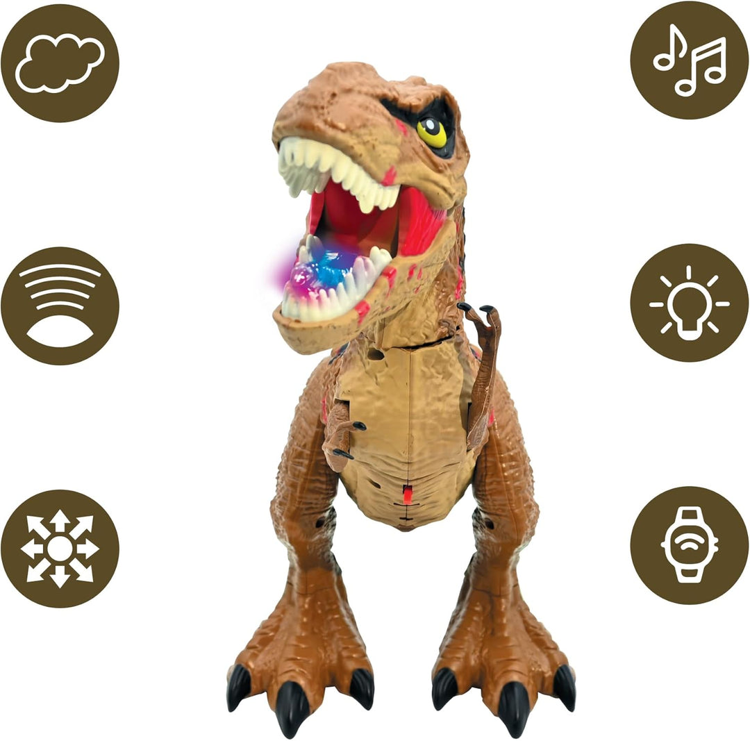Lexibook - RC Tyrannosaurus Control, Realistischer Dinosaurier, Gliederbewegungen, Brüllen, Rauch Sp