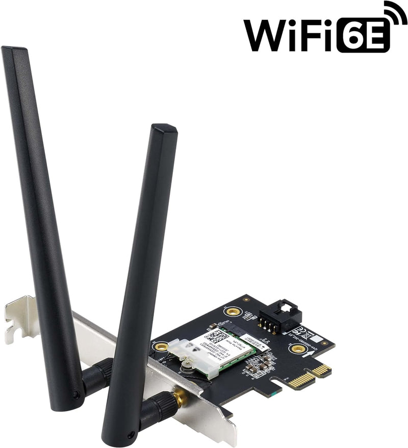 ASUS PCE-AXE5400 WiFi 6E PCI-E Adapter (Zwei Externe Antennen, 6Hz Band, 160MHz, Bluetooth 5.2, WPA3