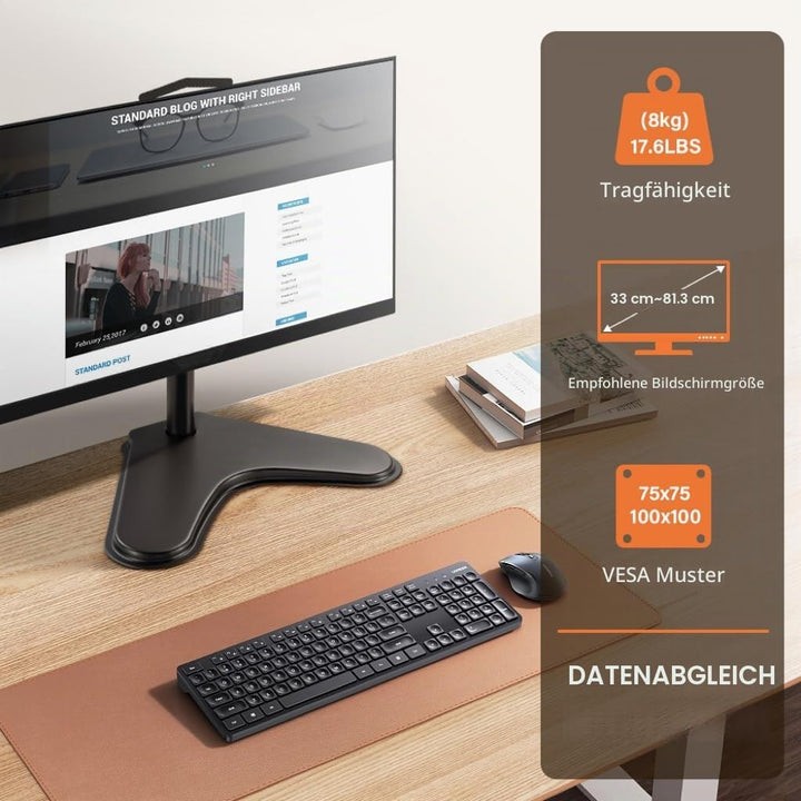 KKTONER Universal Monitor Ständer Bildschirm Stand Metallfuss Freistehendes Tischchen Halterung für