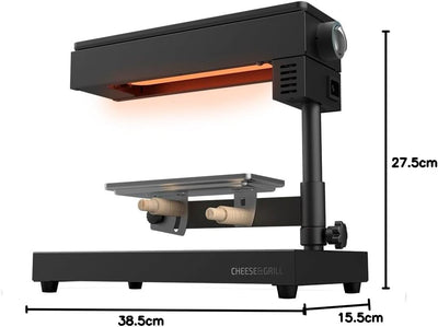 Cecotec Raclette Cheese&Grill 6000 Black. Potencia 600W, Función Grill, Acabado Acero INOX, Termosta