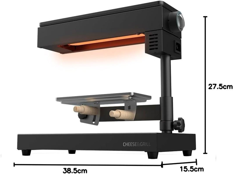 Cecotec Raclette Cheese&Grill 6000 Black. Potencia 600W, Función Grill, Acabado Acero INOX, Termosta