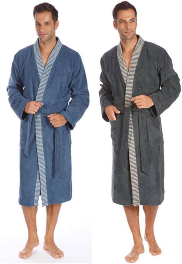 Egeria Bruno slate grey Herren Kimono Bademantel S 100% Baumwolle