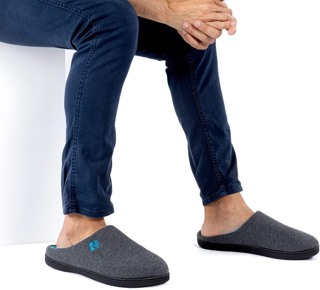 RockDove Herren Original Zweifarbige Hausschuhe mit Rückstellschaum 42/43 EU Dunkelgrau Blau, 42/43