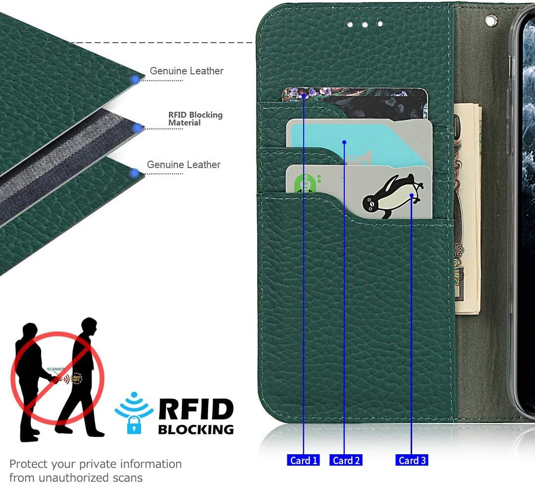 Brieftasche Hülle für iPhone 6 Plus/6S Plus, Litschi Genarbtes Echtleder Hülle [Kartenfächer] [Stand