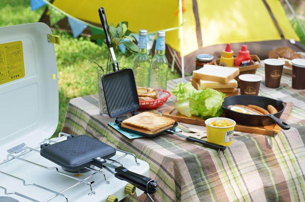 Yoshikawa SJ2408 Hot Sandwich Maker, knusprig gegrillt, einzeln, fluorbehandelt, für Gasherde, schwa