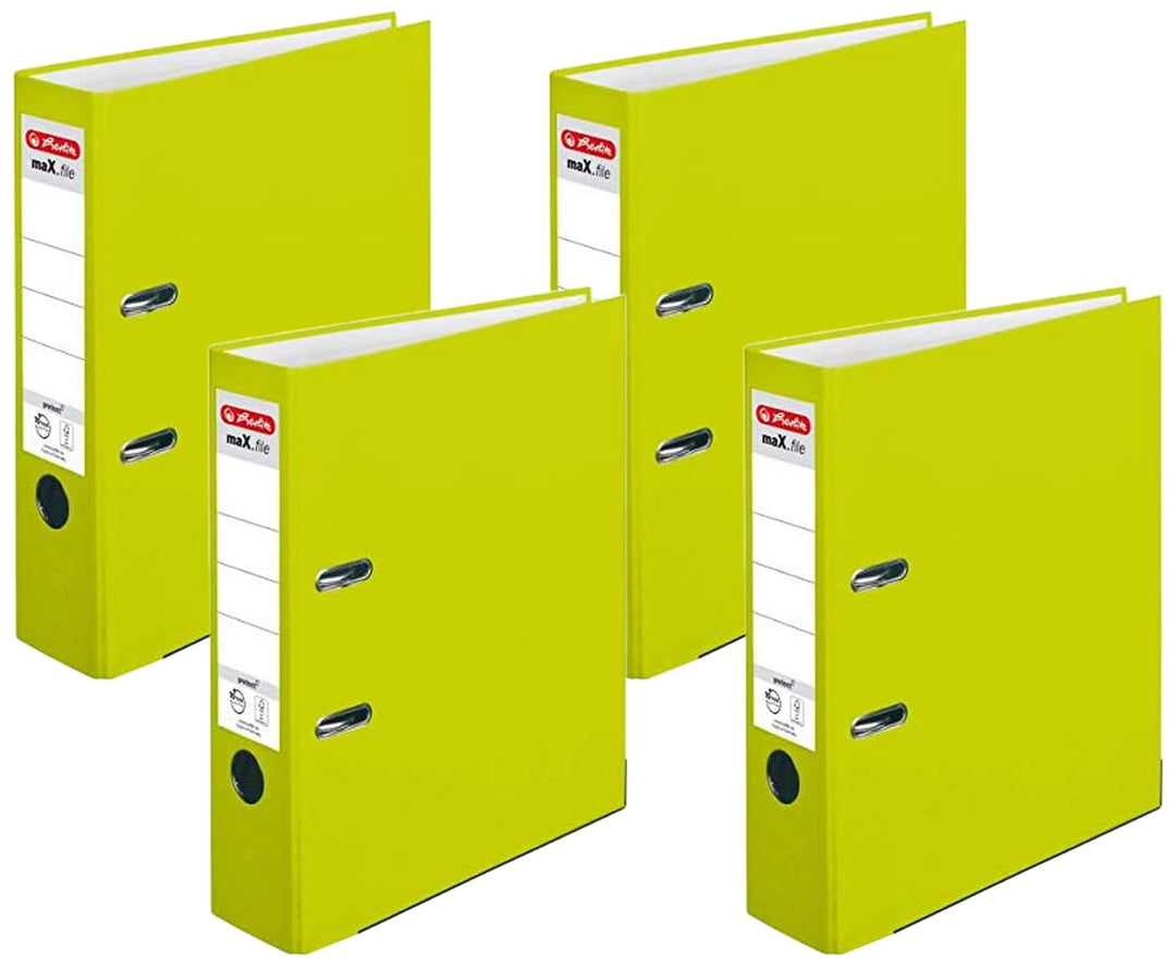 Ordner maX.file protect A4, Rückenbreite 8 cm, neon-grün, 1 Stück (Packung mit 4) 8cm (Packung mit 4