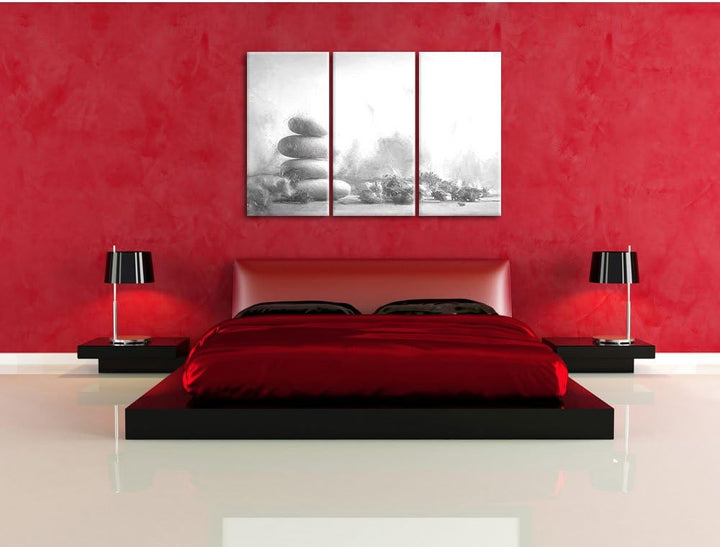 Pixxprint Lavendel Spa-Stillleben Kunst als Leinwandbild/Grösse: 3 Teilig (120x80 cm) cm/Wandbild/Ku