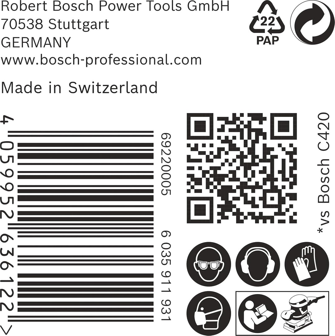 Bosch 50x EXPERT C470 Schleifpapier mit 8 Löchern (für Farbe auf Holz, Hartholz, Ø 80x133 mm, Körnun