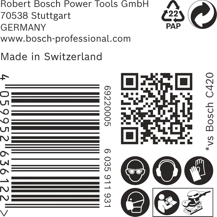 Bosch 50x EXPERT C470 Schleifpapier mit 8 Löchern (für Farbe auf Holz, Hartholz, Ø 80x133 mm, Körnun