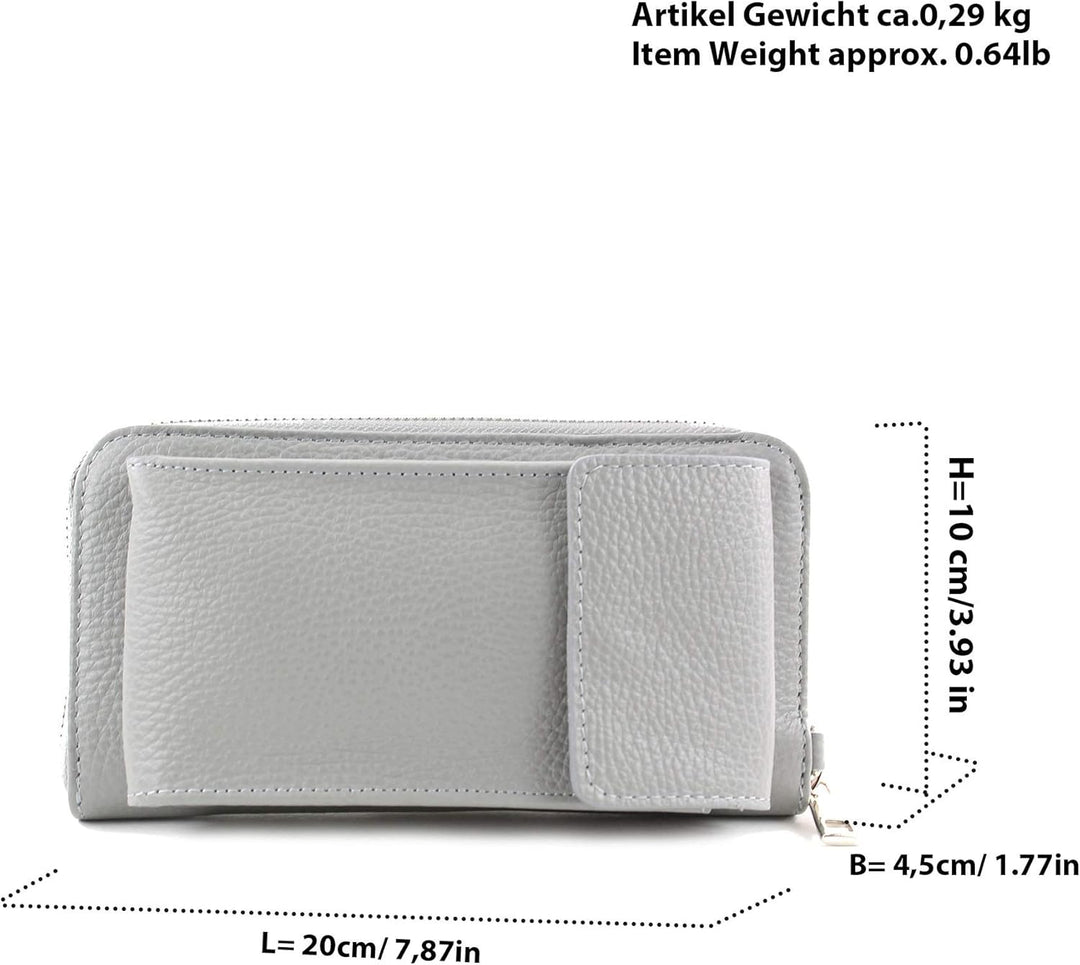 modamoda de - P06 - ital. Damen Umhängetasche Geldbörse Handytasche Leder Cognac, Cognac