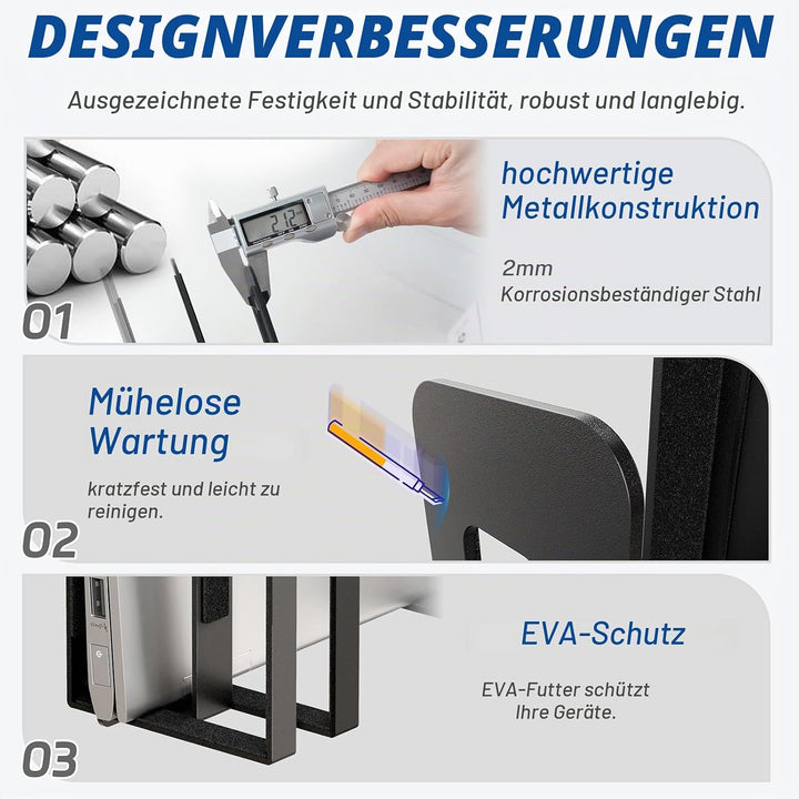 sciuU Laptop Wandhalterung - Dual Layer Universalhalter für 2 Geräte ≤38mm - Metall Wandregal für La