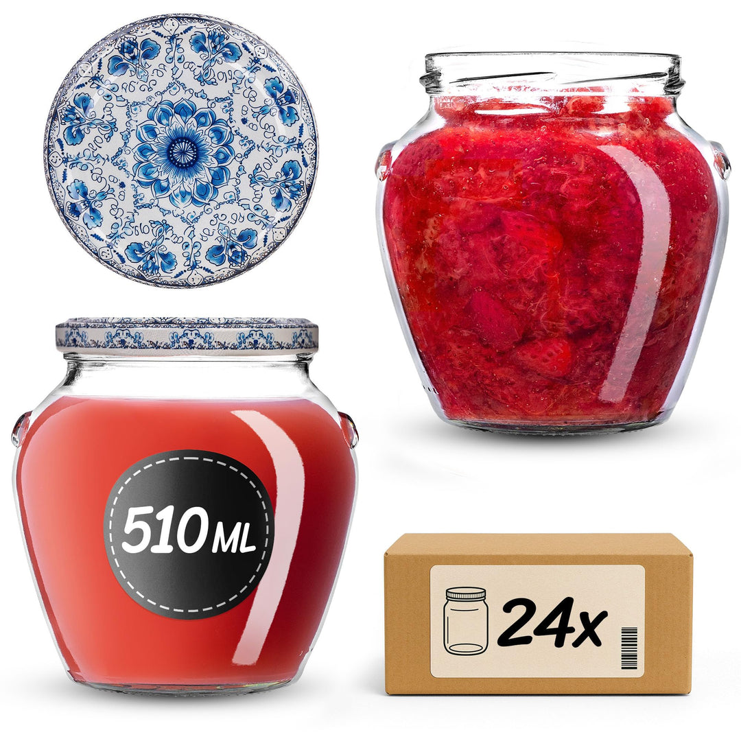 KADAX 24er Set Einmachgläser 510ml TO82, Sturzgläser Mason Jar mit Schraubdeckel, Luftdichte Twist-o