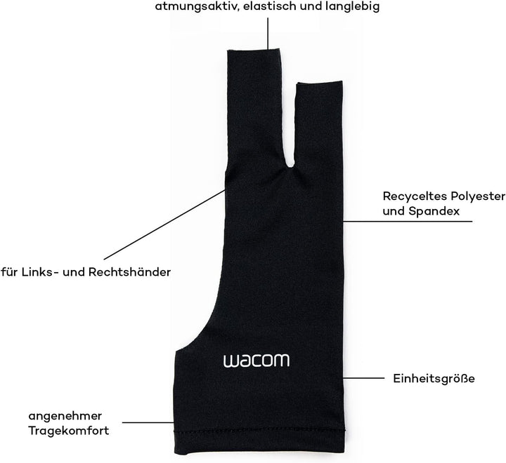 Wacom Drawing Glove – Handschuh zum Zeichnen auf dem Grafik-Display (für Rechts- und Linkshänder, Ze