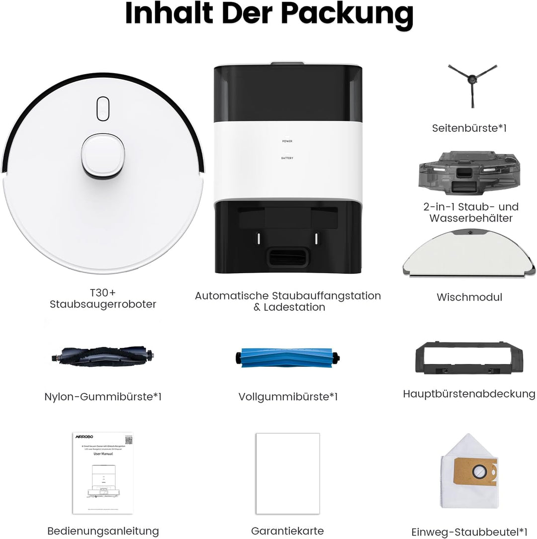 FIXR Saugroboter mit Wischfunktion, Staubsauger Roboter mit Absaugstation 3.5L, 12000Pa Saugkraft, R
