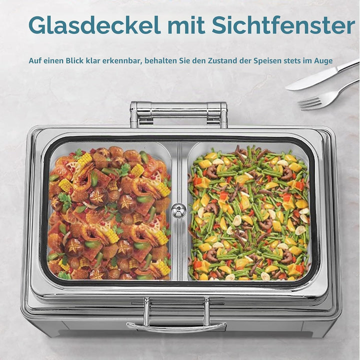 Chafing Dish Elektrisch, 9L Catering Speisewärmer Buffetwärmer mit Touch-Temperaturregelung, Profess
