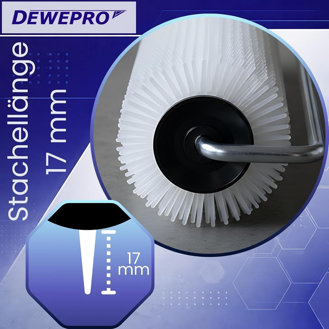 DEWEPRO Stachelwalze 70cm - Stachellänge 17mm - Stabiler Metallbügel und 2-K-Handgriff mit Stielaufn