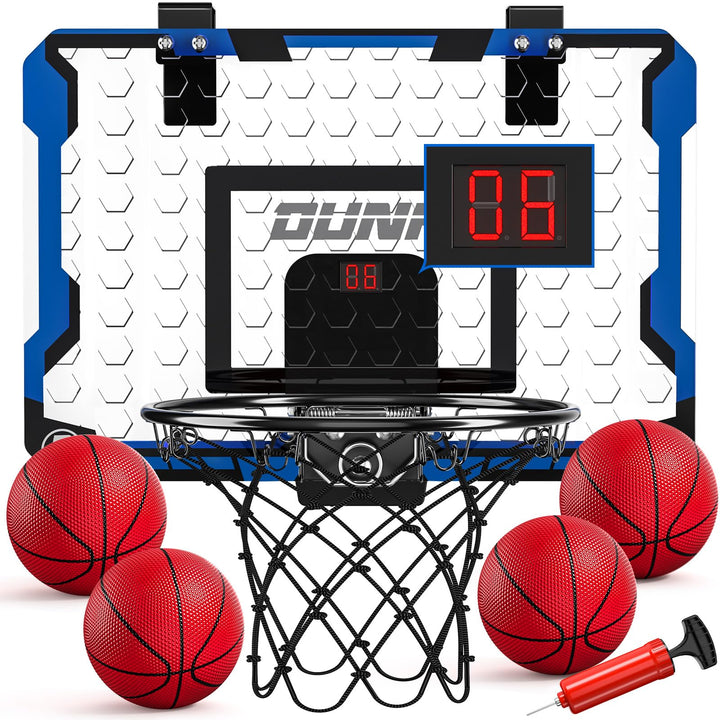 TEMI Basketballkorb Indoor, Mini-Basketballkorb mit 4 Bällen, über die Tür Basketballbrett für Kinde