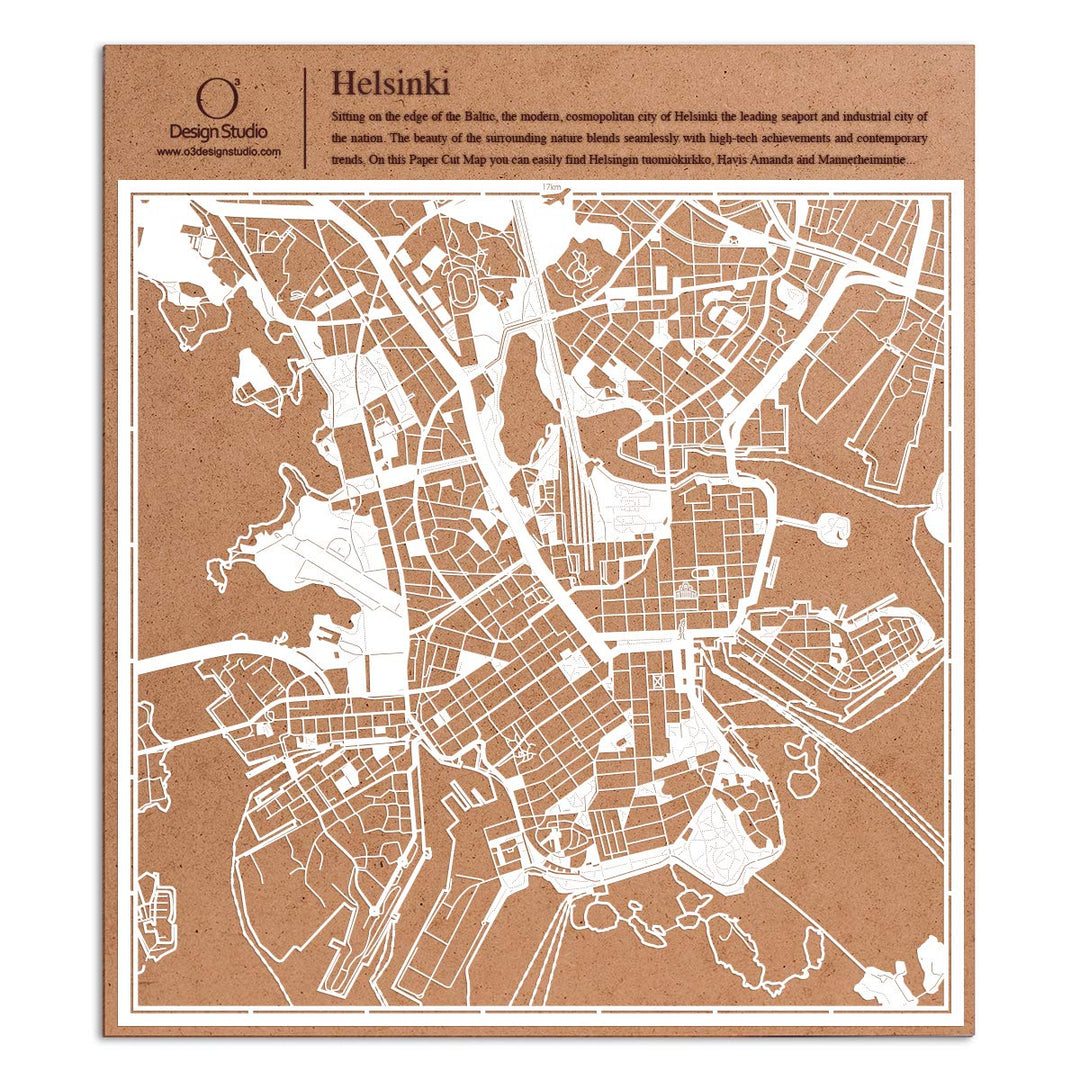 O3 DESIGN STUDIO Helsinki Papierschnitt Karte Weiss 30x30 cm Papierkunst, Helsinki