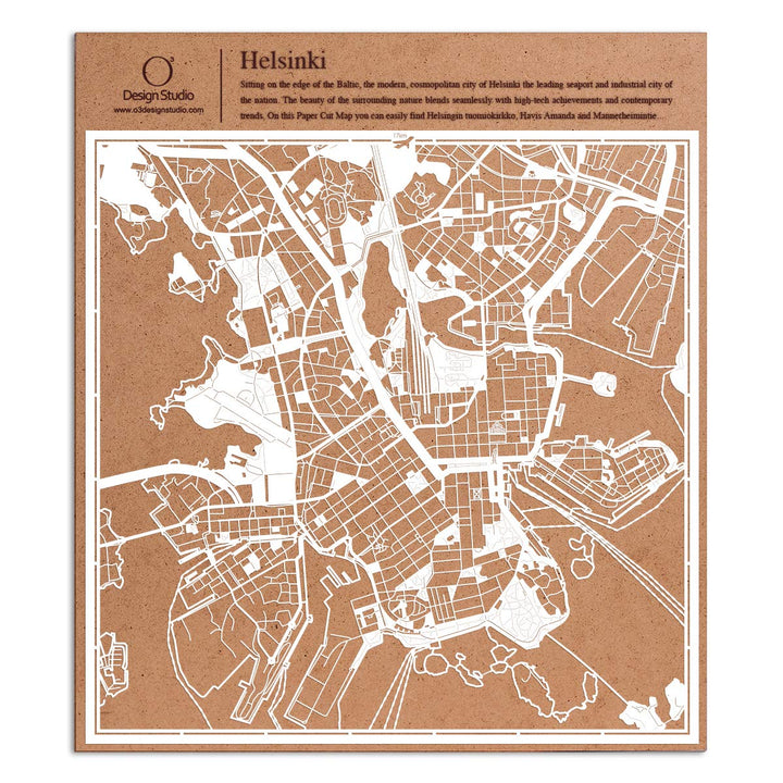 O3 DESIGN STUDIO Helsinki Papierschnitt Karte Weiss 30x30 cm Papierkunst, Helsinki