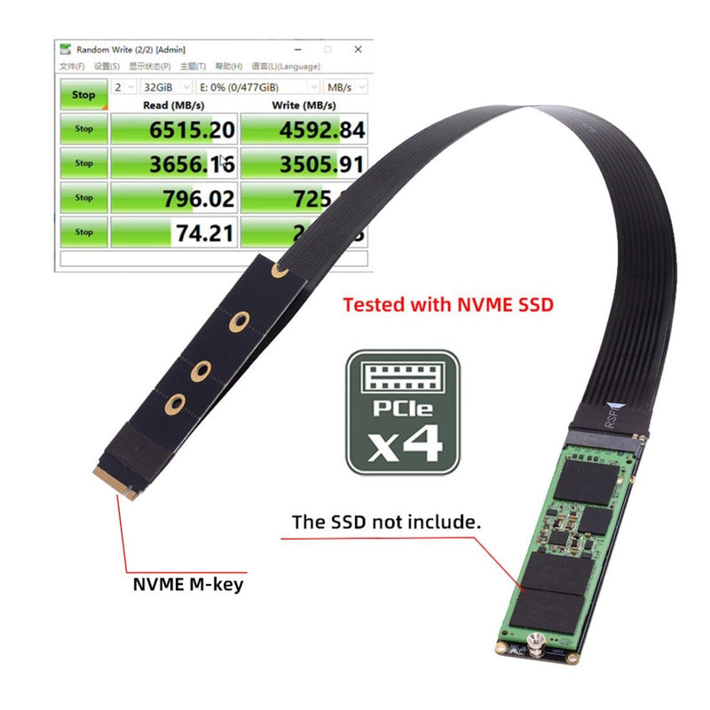 chenyang PCIE 3.0/4.0 M.2 NVME/NGFF SSD Ribbon Flex Extension Card Kabel 30cm Unterstützt 2230/2242/