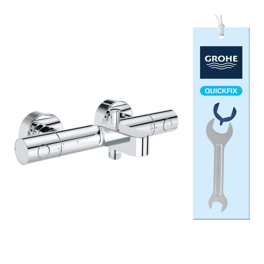 GROHE Precision Get - Thermostat-Wannenbatterie (für die Wandmontage, S-Anschlüsse, mit Schmutzfangs