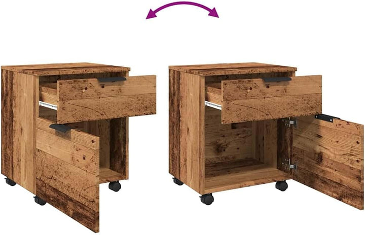 Rollcontainer MOSAB rollbar Altholz 45x38x54 cm | Nachttisch mit Rollen Aktenschrank rollbar kleiner