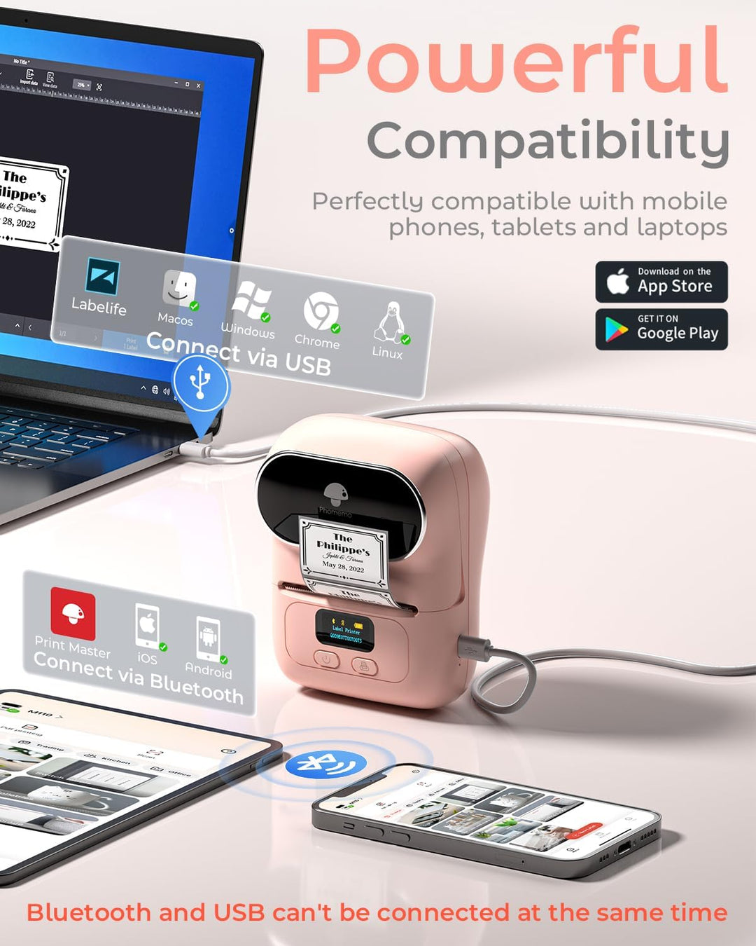 Phomemo M110 Etikettendrucker – Barcodedrucker Mini Bluetooth Etikettendrucker Thermo Etikettendruck