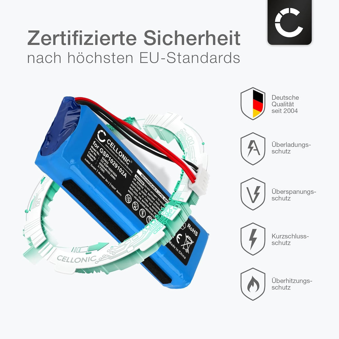 CELLONIC, Lautsprecherakku kompatibel mit JBL Charge 3 (6000mAh, 3.7V) + Werkzeug-Set Ersatzakku GSP