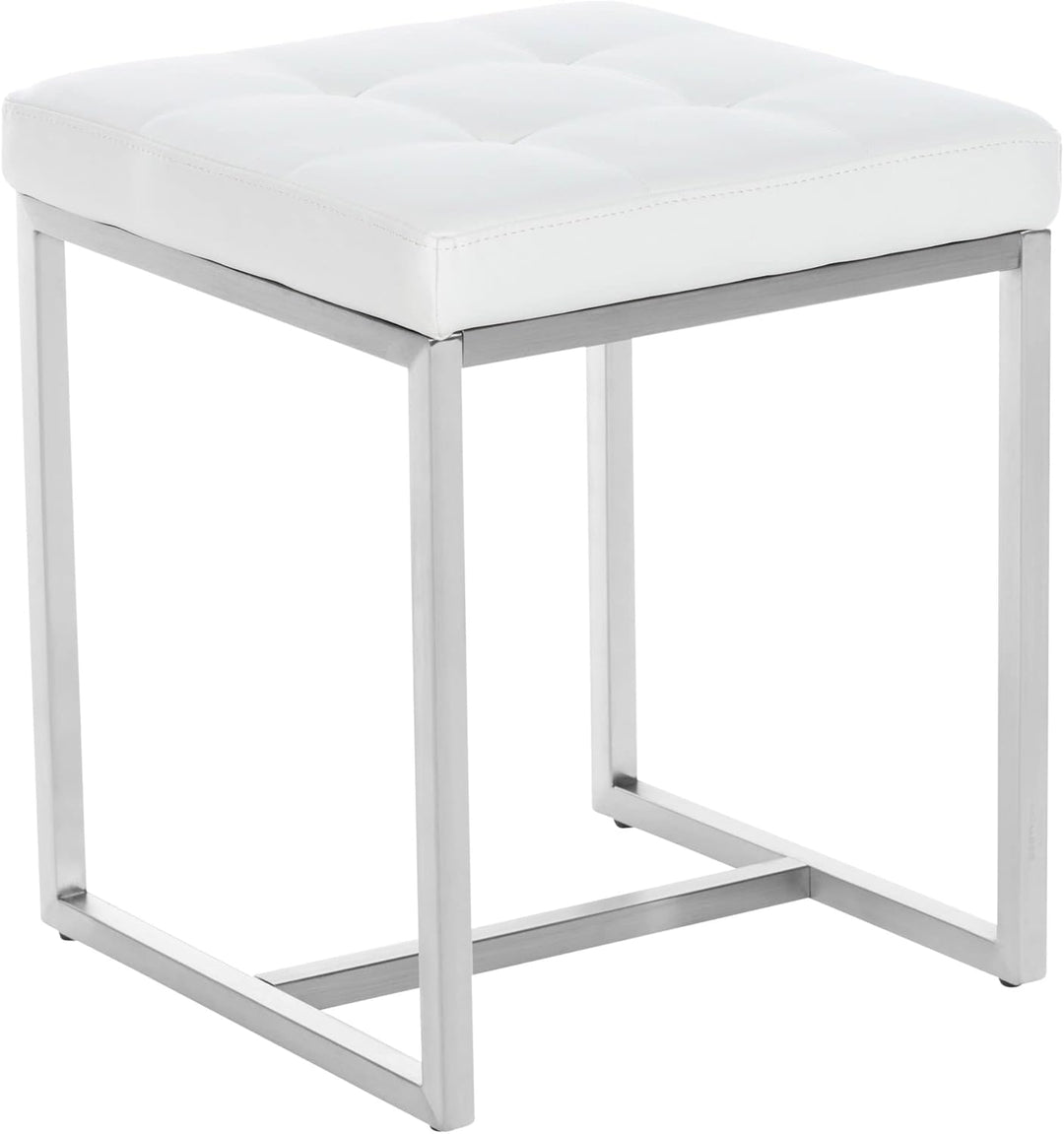 CLP 2er Set Edelstahl-Sitzhocker Barci Kunstleder I Moderne Hocker Mit Hochwertiger Polsterung Und B