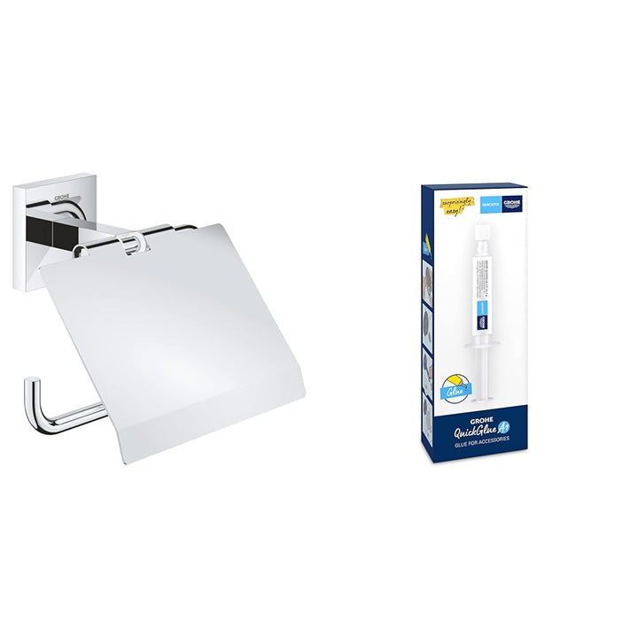GROHE Start Cube - Papierhalter (mit Deckel, verdeckte Befestigung, Material: Metall), Chrom, 411020