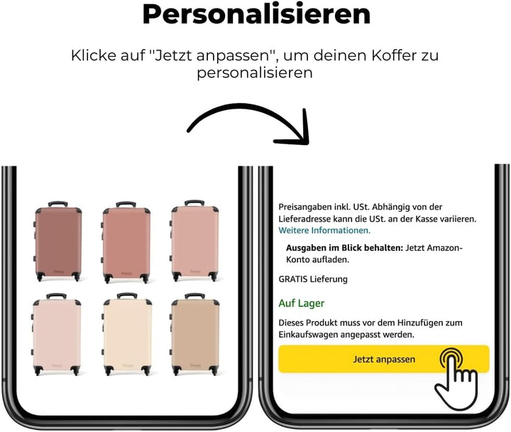 NoBoringSuitcases.com® Reisekoffer 67cm 72L Personalisiert - Grosser Hartschalenkoffer mit Rollen, L