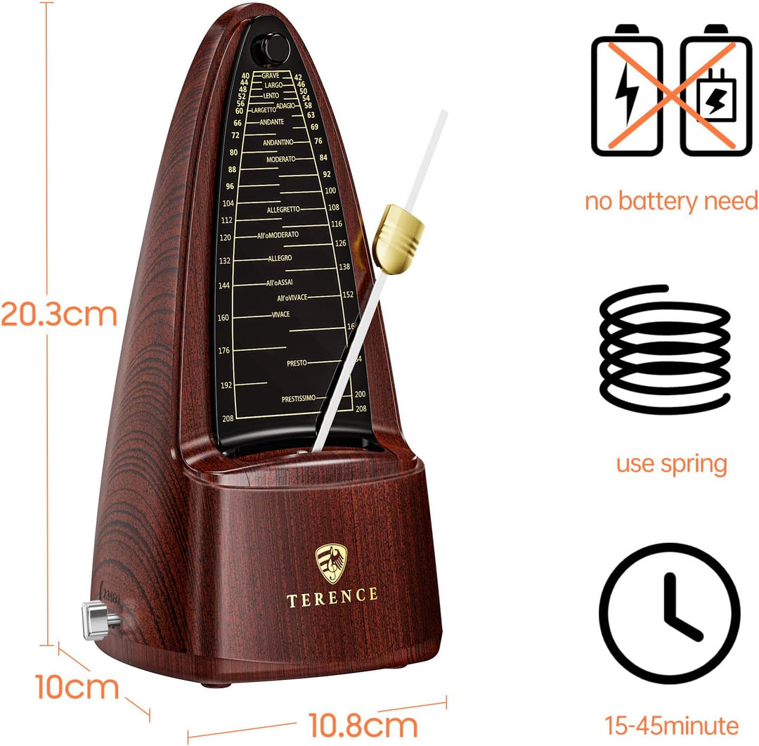 TERENCE Mechanisches Metronom für Klavier Gitarre Bass Violine Bass Metronom mit hoher Präzision Tra