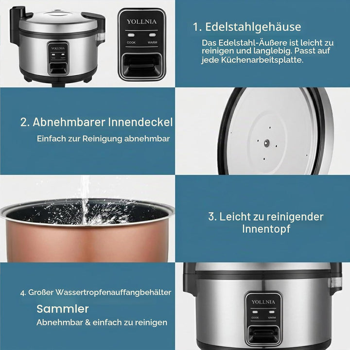 11L Liter Gewerblich Reiskocher für 20-25 Personen, Messbescher &amp; Reislöffel, mit Antihaftbeschichtu